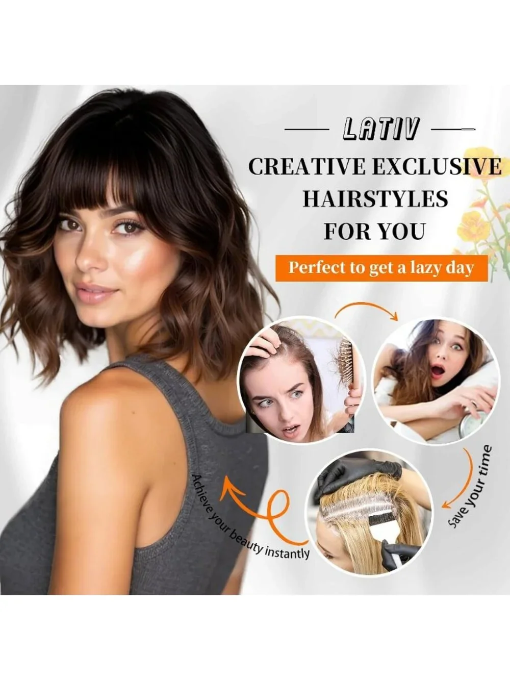 Women's Light Brown 14 Inch Heat Resistant Synthetic Fiber Shoulder Length Wigs